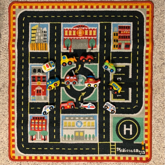 Round The Rails Train Rug Melissa & Doug | Toys | Melissa Doug Kids Play Rug With Vehicles | Poshmark